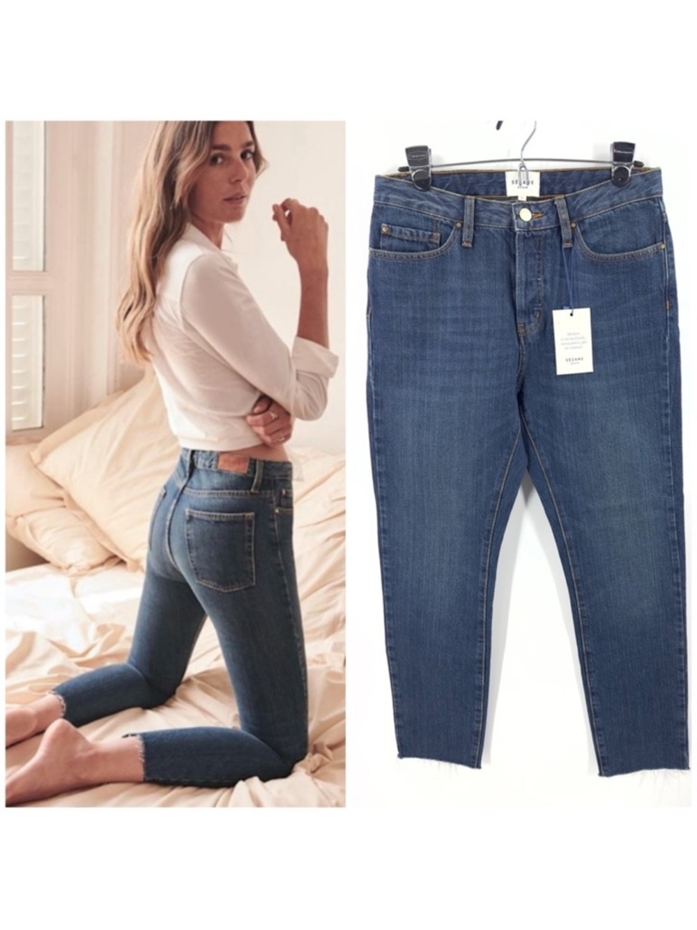 Sezane 1967 Jeans Womens 31 Brut Sexy High Rise Capsule Quiet Luxury Button Fly